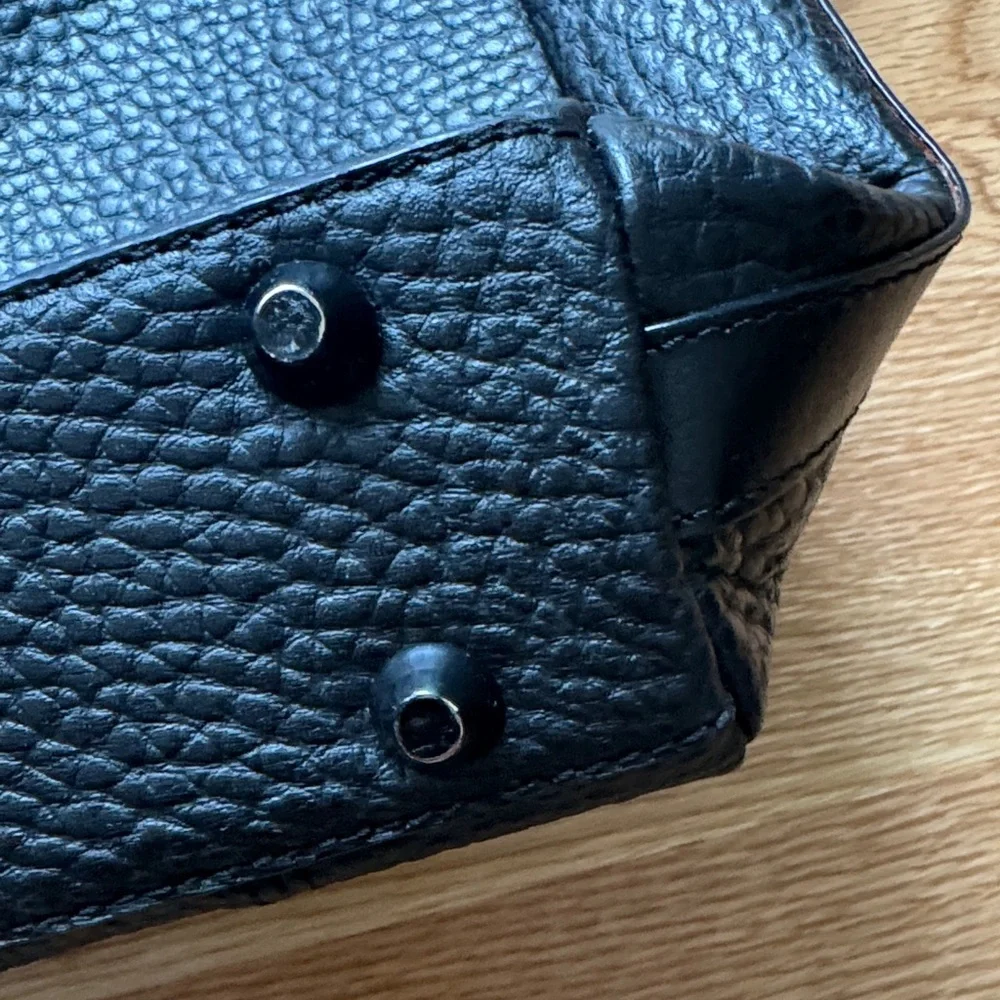 VelRossi (Italy) Genuine Leather Black Structured Work Tote / Laptop Bag